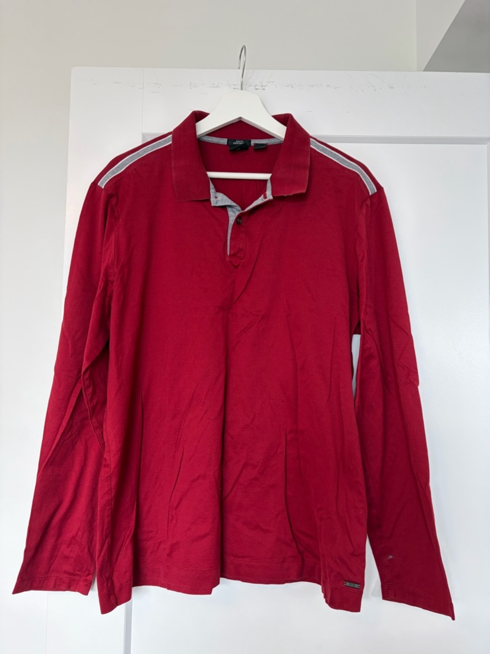 Boss Dark Red & Gray Polo Shirt – Size XXL